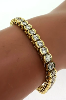 10.00ct Diamond & 14ct Gold Tennis Bracelet 25.2g 7.5 Inch