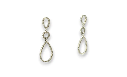 0.45ct Natural Diamond & 18ct White Gold Drop Stud Earrings (34.0 x 11.0mm) 4.5g