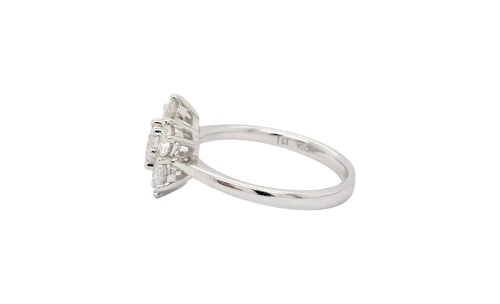 1.31ct Natural Diamond & 18ct White Gold Cluster Ring 3.8g