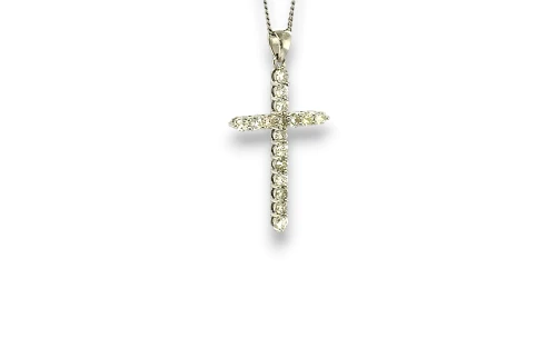 0.93ct Lab Grown Diamond & 9ct White Gold Cross Pendant (24 x 18.5mm) 1.6g
