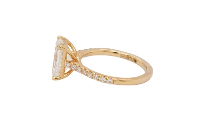 3.30ct Lab Grown Emerald Cut Diamond & 18ct Gold Solitaire Ring 4.03g