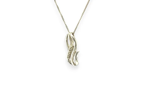 0.06ct Natural Diamond & 18ct White Gold Infinity Pendant (16.0 x 7.3mm) 1.37g