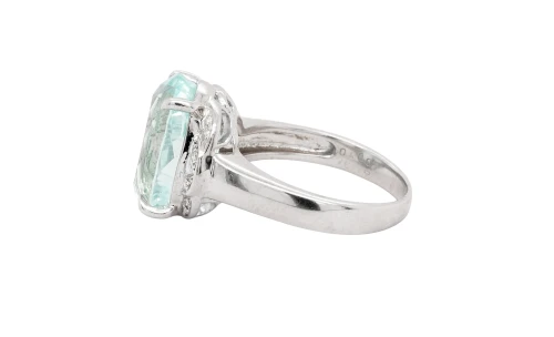 11.47ct Aquamarine & Diamond 16.5mm Dress Ring 14ct White Gold 8.2g