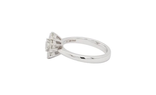 1.00ct Natural Diamond & 18ct White Gold Cluster Ring 5.1g