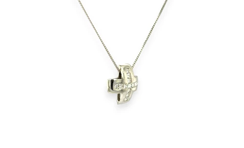 0.25ct Natural Princess Cut Diamond & 18ct White Gold Cross Pendant (14.0 x 14.0 x 4.0mm) 2.17g