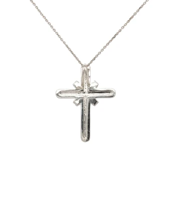 0.70ct Lab Grown Diamond & 9ct White Gold Fancy Cross Pendant (25.7 x 19.5mm) 2.28g