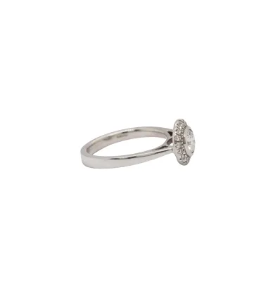 1.05ct Natural Diamond & 9ct White Gold Halo/Cluster Solitaire 2.81g