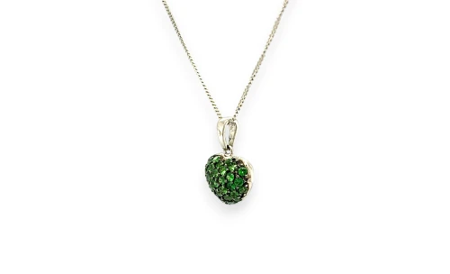 0.54ct Tsavorite Garnet & 18ct White Gold Heart Pendant (13.7 x 1.0 x 5.4mm) 1.52g