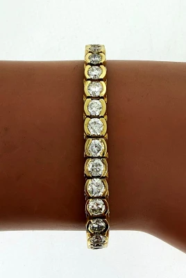 10.00ct Diamond & 14ct Gold Tennis Bracelet 25.2g 7.5 Inch