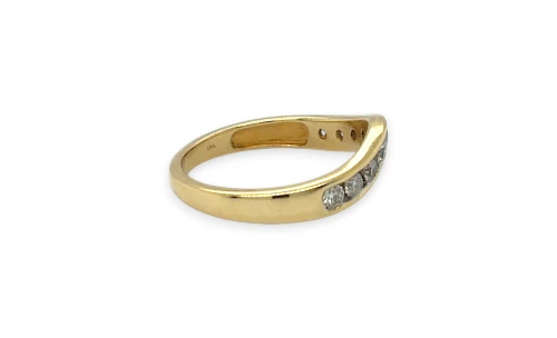 0.50ct Natural Diamond & 18ct Gold  3.6mm Channel Set Wishbone Wedding/Eternity Band 3.81g