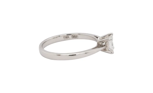 0.50ct Natural Princess Cut Diamond & 18ct White Gold Solitaire Ring 2.6g