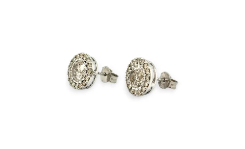 2.90ct Natural Diamond & 9ct White Gold 11.0mm Halo/Stud Earrings 3.37g