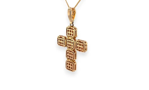 2.57ct Natural Diamond & 14ct Rose Gold Cross Pendant (53.0 x 32.0 x 3.8mm) 12.27g