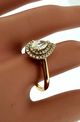 0.65ct Natural Diamond & 18ct Rose Gold Halo Solitaire Ring 3.4g