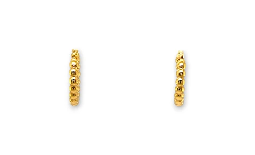 9ct Gold 21mm Fancy Beaded Hoop Earrings 1.6g