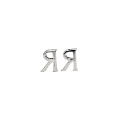 0.13ct Natural Diamond & 18ct White Gold - Initial R- Pendant ( 11.5 x 9.1mm) 1.28g