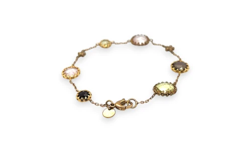 6.50ct Multi Gem Stone & 9ct Gold Fancy Bracelet 6.6g 7.5inch