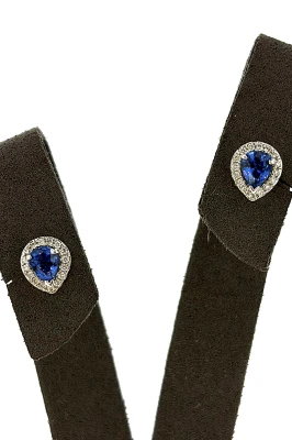 0.66ct Tanzanite & 0.16ct Diamond Stud Earrings 18ct White Gold 2.6g