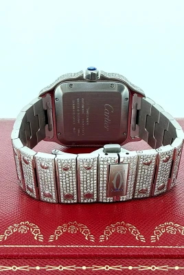 Santos De Cartier 38mm Stainless Steel -FULL DIAMOND - 2025 Box & Papers Model: WSSA-0018