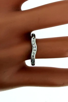 0.41ct Diamond & Platinum Eternity/Wedding Curved Band ( shape to fit) 4.46g