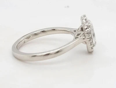 1.26ct Lab Grown Diamond & Platinum Halo Solitaire Ring 6.0g