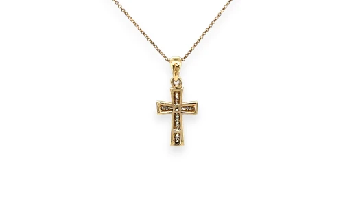 0.25ct Natural Diamond & 9ct Gold Cross Pendant ( 24.5 x 11.5 x 2.0mm) 1.68g