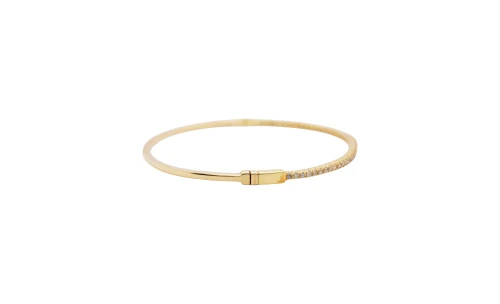 1.00ct Natural Diamond & 18ct Gold 1.8mm Hinged Bangle 9.4g