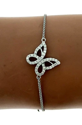 0.30ct Diamond Butterfly Adjustable Bracelet 3.8g 7.5inch