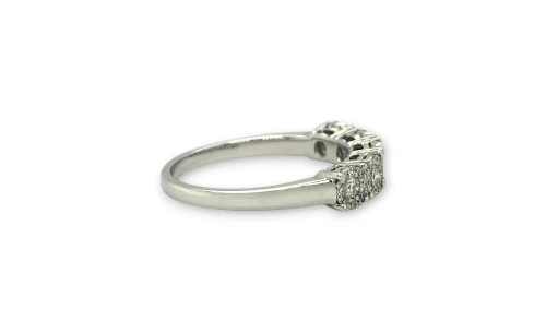 0.42ct Natural Diamond & 18ct White Gold  5 Stone Illusion Set Eternity Ring 3.0g