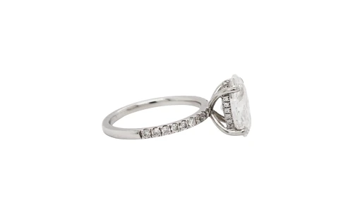3.45ct Lab Grown Diamond & Platinum Solitaire Ring ( Hidden Halo ) 4.3g