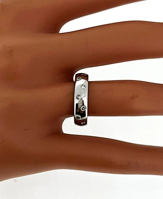 0.07ct Natural Diamond & 18ct White Gold 5mm Court Band 6.3g