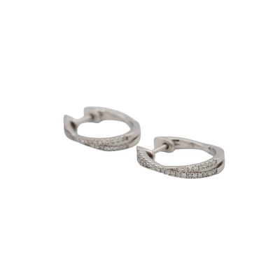 0.25ct Diamond & 9ct White Gold Kiss Hoop Earrings 2.4g