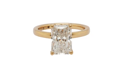 3.13ct Lab Grown Radiant Cut Diamond & 18ct Gold Solitaire Ring (Hidden Halo) 5.07g