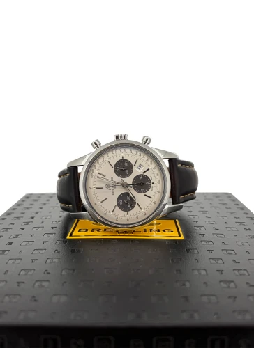 Breitling 43mm Transocean Chronograph- 2013 Box & Papers Stainless Steel & Calf Leather- Model: AB015212/G724