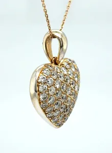 3.00ct Diamond & 18ct Gold Heart Pendant 8.2g - 25mm x 20mm