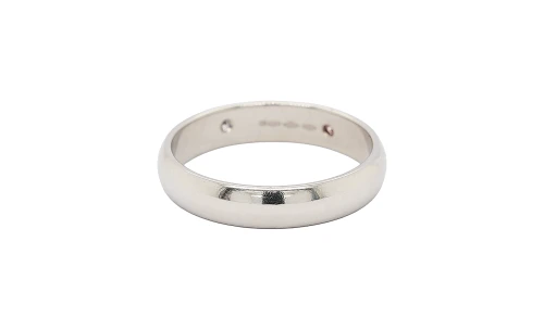 0.06ct Natural Diamond & Platinum D Shape 4mm Wedding Band 5.0g