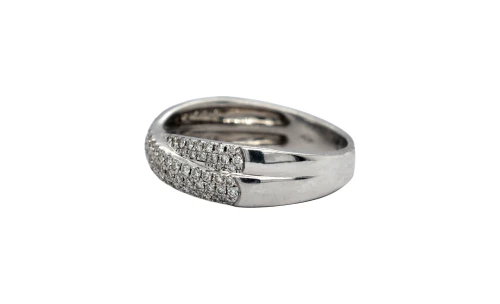 1.00ct Diamond & 18ct White Gold Cross Over Band/Dress Ring 5.5g