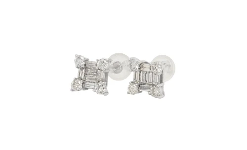 0.60ct Natural Diamond & 18ct White Gold 7.0mm Fancy Stud Earrings 1.45g