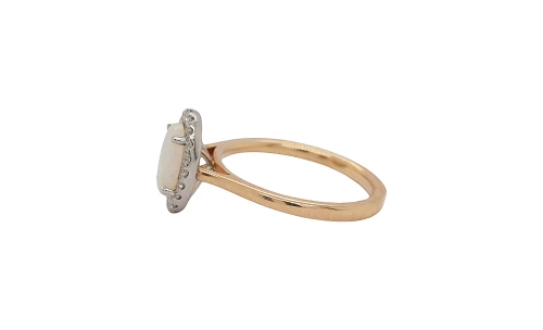 0.70ct Opal & Diamond Halo Solitaire Ring - 9ct Gold 3.3g