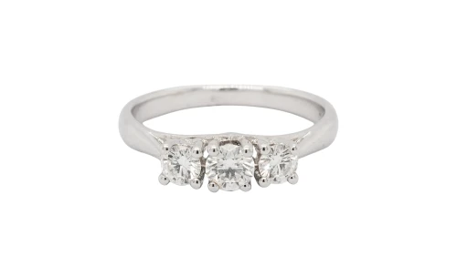 0.50ct Natural Diamond & 18ct White Gold Trilogy Ring 2.6g