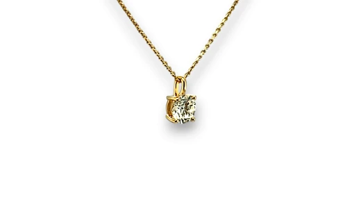 0.75ct Lab Grown Diamond & 9ct Gold Pendant & Chain 16/18Inch 1.76g
