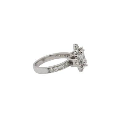 1.62ct Natural Diamond & 14ct White Gold Halo/Solitaire Ring 5.9g