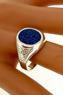 Sterling Silver & Lapis Lazuli Signet Ring 6.8g