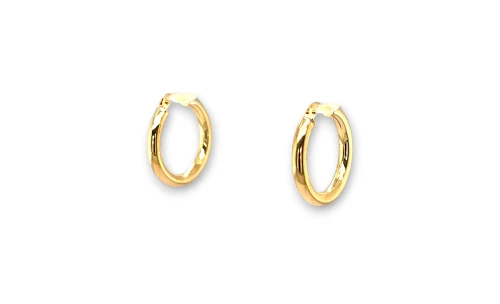 9ct Gold 21mm Round Tube Hoop Earrings 1.2g