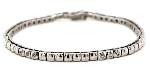 0.18ct Natural Diamond & 9ct White Gold 3.2mm Bracelet 7.5 Inch 11.2g