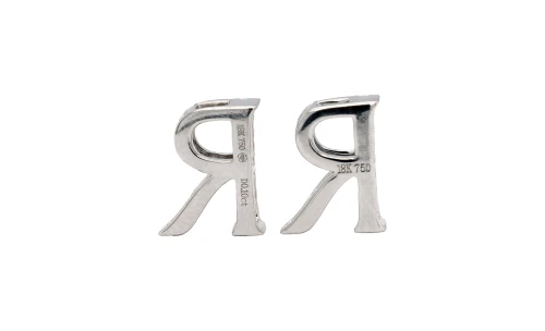 0.13ct Natural Diamond & 18ct White Gold - Initial R- Pendant ( 11.5 x 9.1mm) 1.28g
