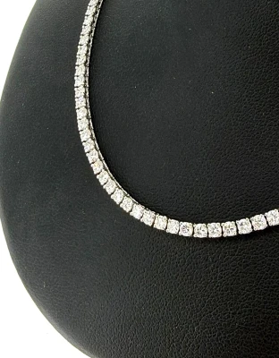 7.88ct Lab Grown Diamond & 9ct White Gold 2.5mm Tennis Necklace 17 Inch ( 12.7g)