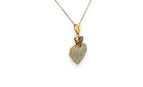 1.00ct Natural Diamond & 9ct Gold Double Heart Pendant ( 30.0 x 16.5 x 55mm) 4.15g