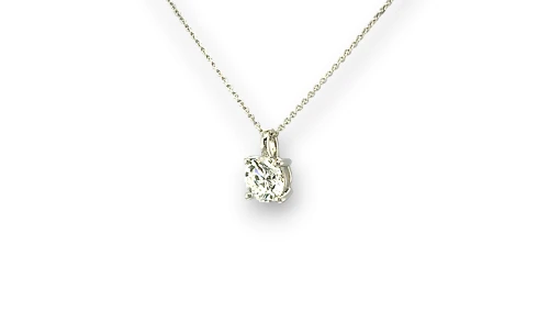 1.51ct Lab Grown Diamond & 9ct White Gold Pendant & Chain 16/18Inch 2.5g