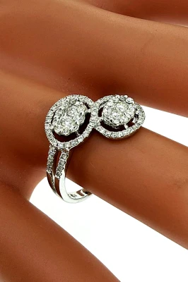 0.70ct Diamond & 18ct White Gold Twist/Halo Ring- 18ct White Gold 3.16g